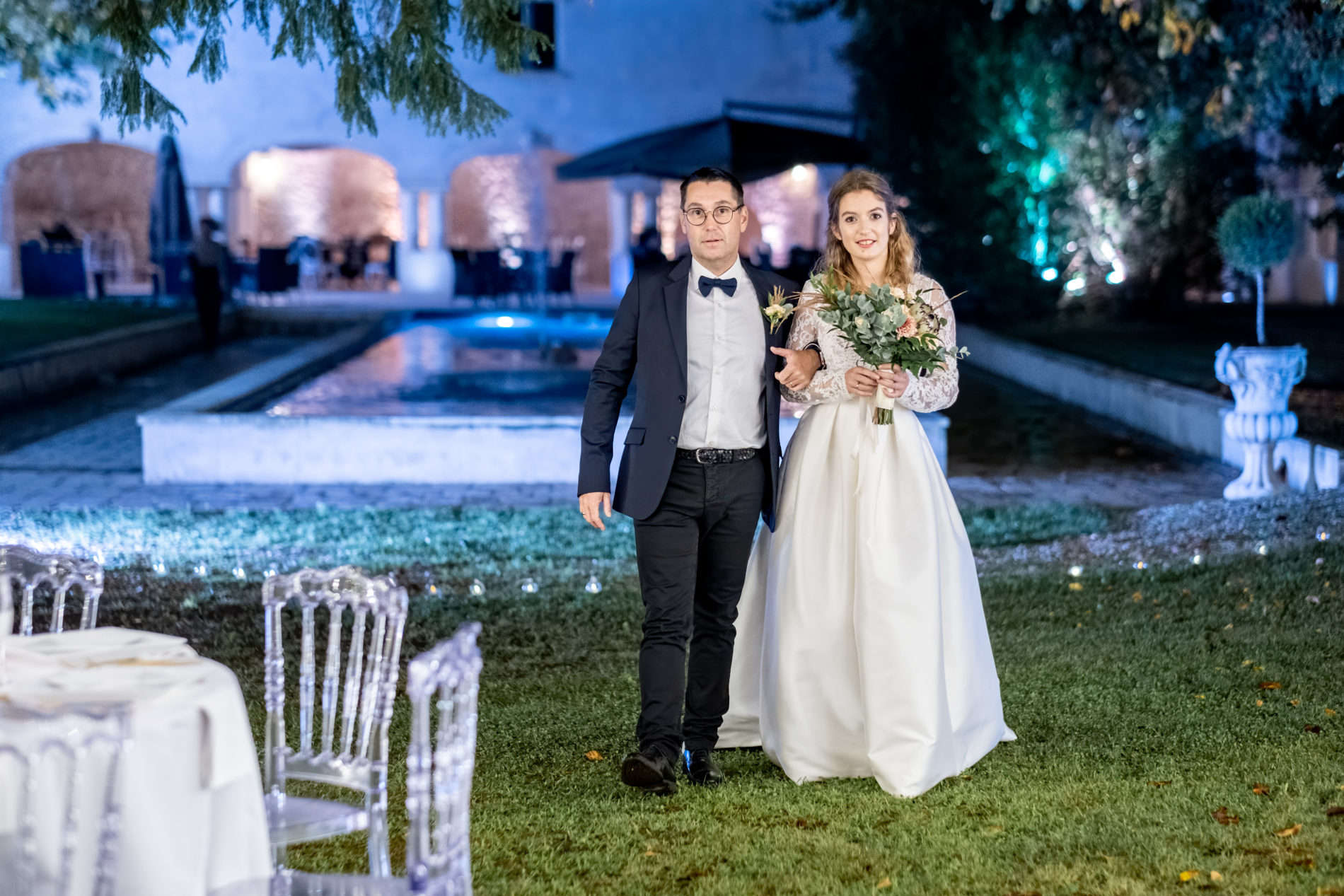 Mariée et son papa au domaine de valmont